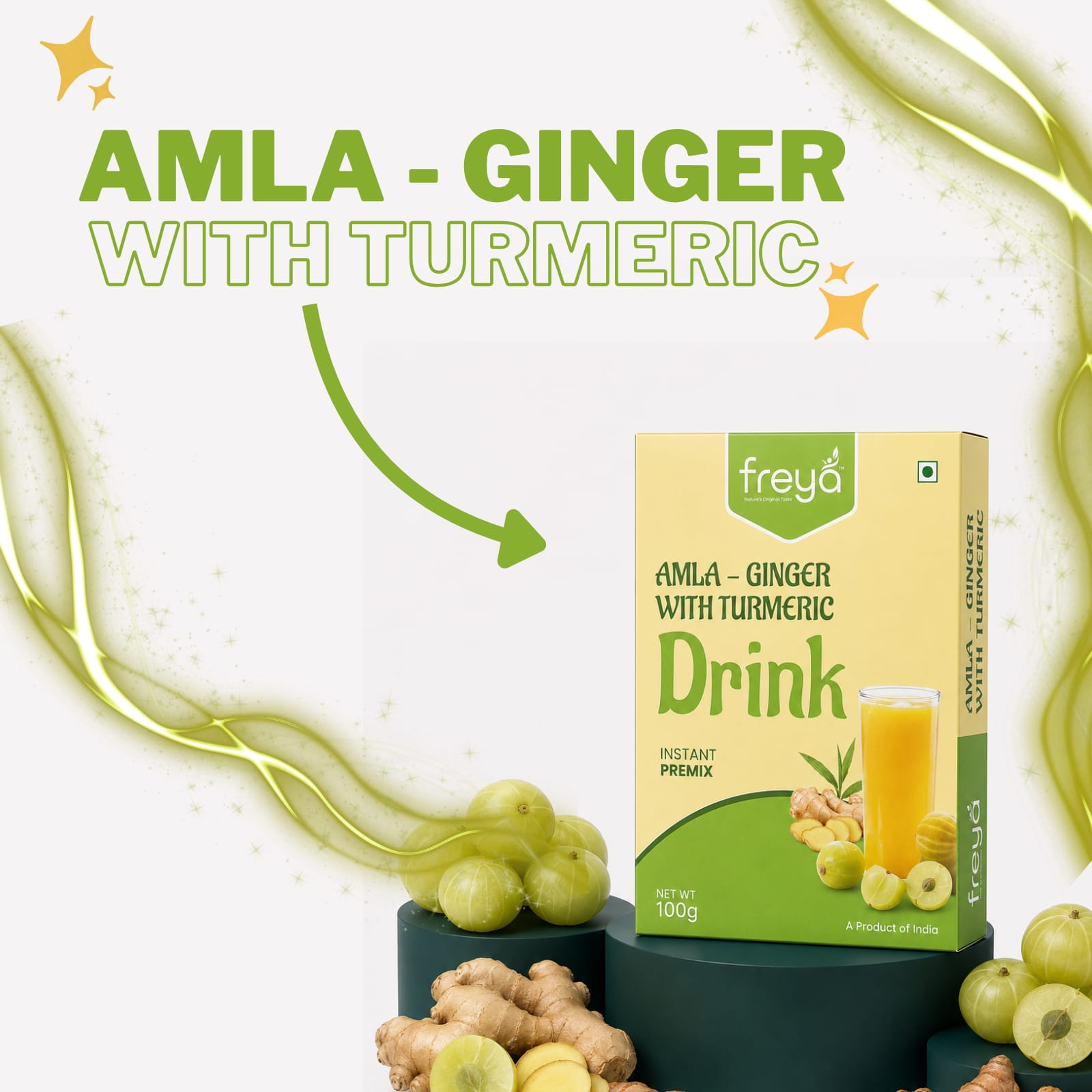 Instant Amla Ginger with turmeric Drink Powder