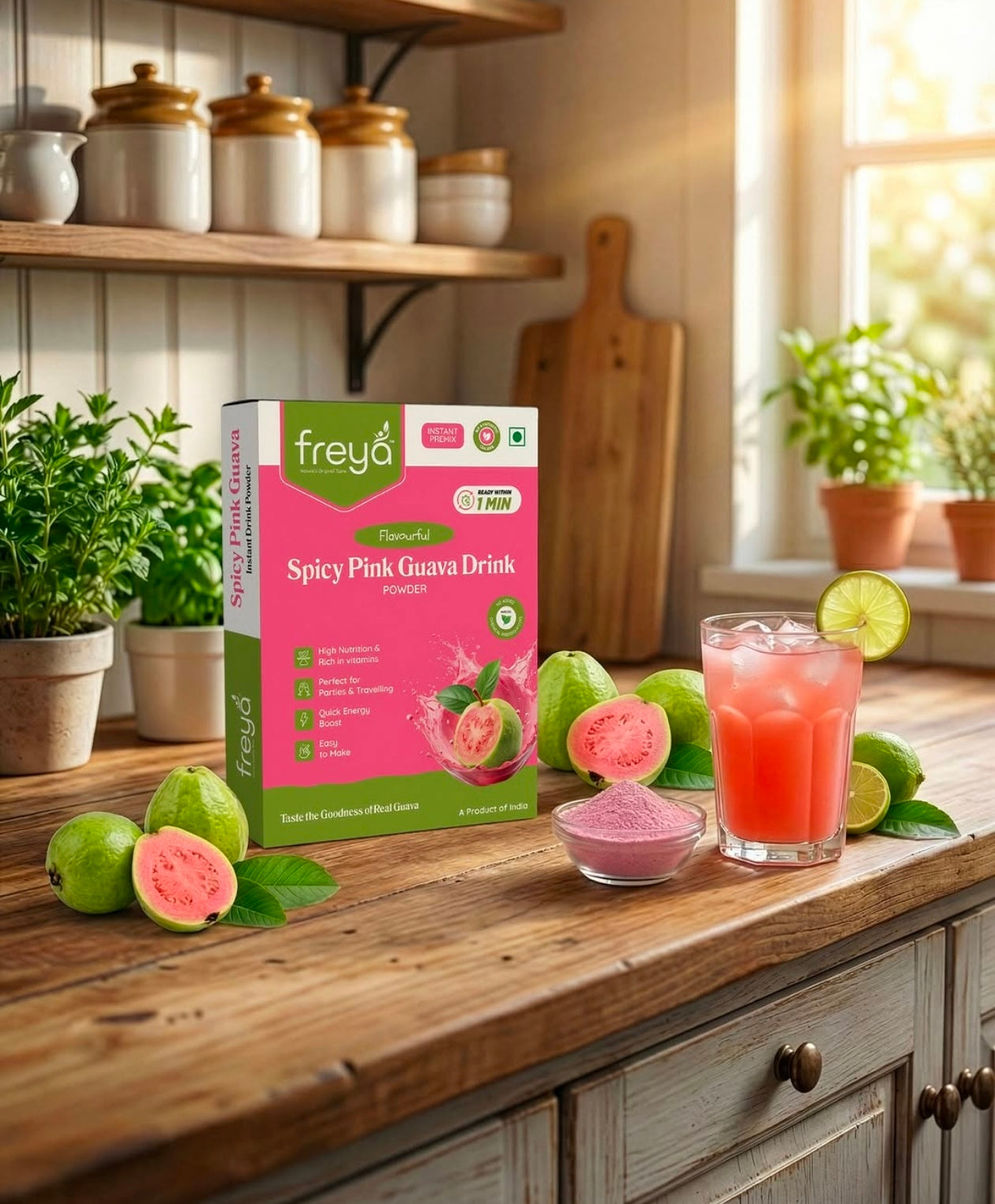 Instant Spicy Pink Guava Drink Powder