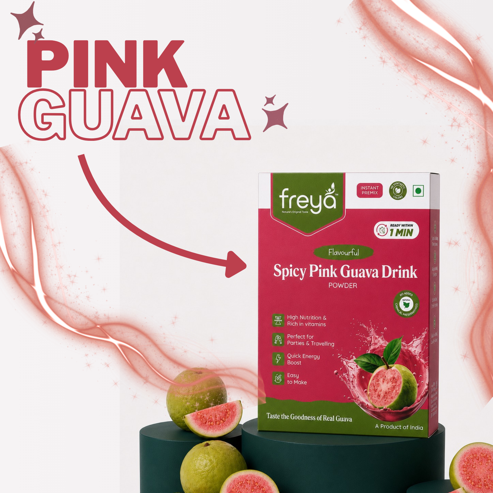 Instant Spicy Pink Guava Drink Powder